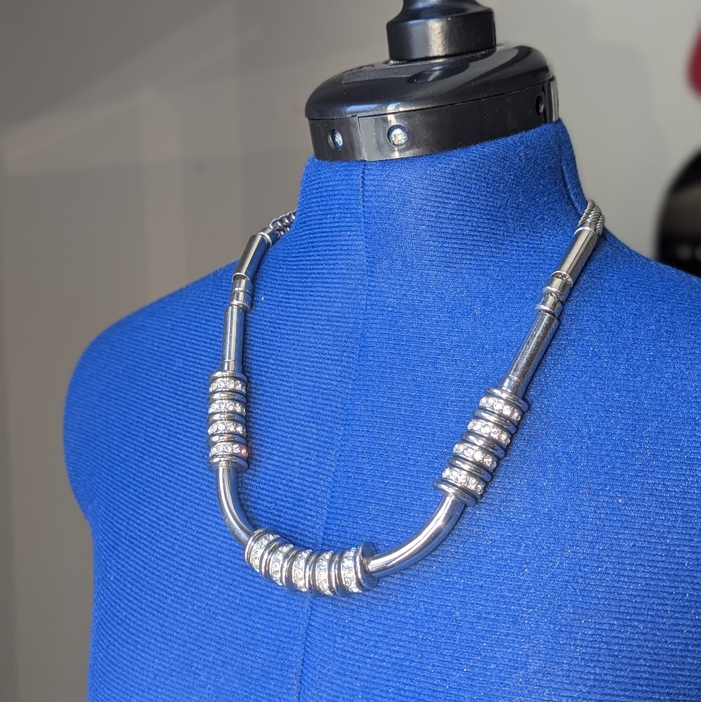 Sterling silver and CZ heavy weight chain necklace